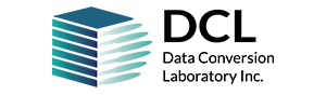 DCL logo: cube on the left and words DCL Data Conversion Laboratory