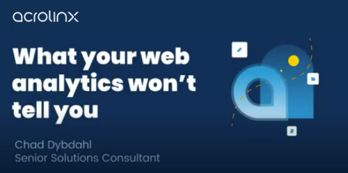 Title slide of webinar with blue and white pixel graphics