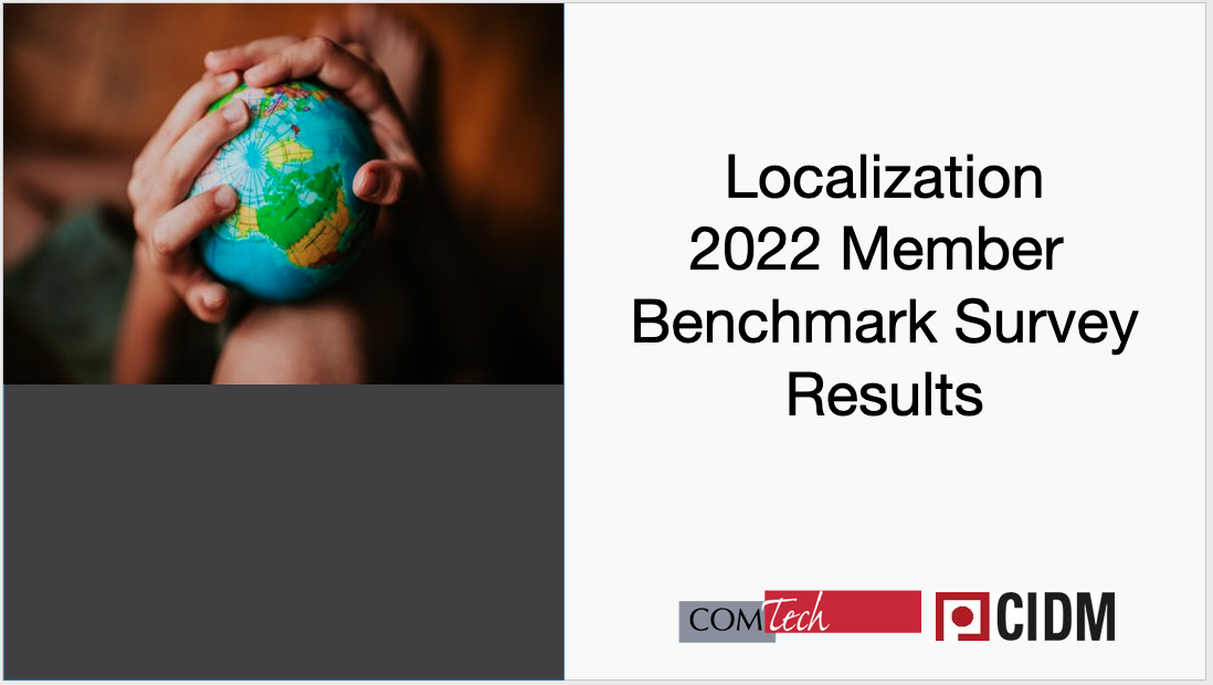 Localization Survey 2023-04-10 at 2.30.12 PM Title slide of Localization Survey with photo hands holing a globe