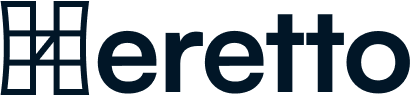 Heretto logo with black letters